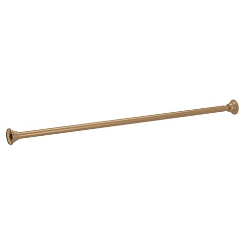 Image of Moen Bronzed Gold 44-72-Inch Adjustable Tension Mounted Straight Shower Curtain Rod for Bathroom, No Drilling Needed, TR1000BZG