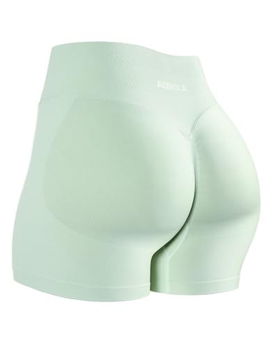 Image of AUROLA Influence Workout Shorts for Women,2.5 3.5 4.5 5.5 6.5 No Roll Up Squat Proof Scrunch Seamless Compression Gym Short