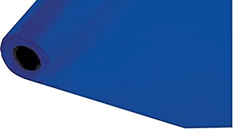 Creative Converting 100' x 40" Cobalt Blue Plastic Banquet Table Cover Roll- Quantity 1