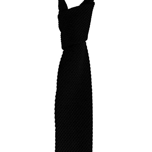 DYNWAVE Adulto Unissex Gravata Masculina Malha Gravata Sólida Tricô 146Cm, Preto, Como Descrito Como