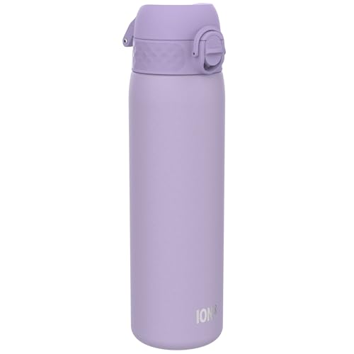 Ion8 Gourde Inox Léger, 600ml, Non Isolé, Anti-Fuite, Facile à Ouvrir, Verrouillage Sécurisé, Lavable au Lave-Vaisselle, Poignée de Transport, Durable,...