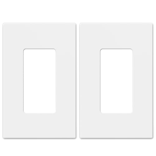 Image of ELEGRP 1-Gang Screwless Decorative Wall Plates, Mid-Size Unbreakable Thermoplastic Faceplate Cover for Decorator Receptacle Outlet Switch, UL Listed (2 Pack, Matte White)