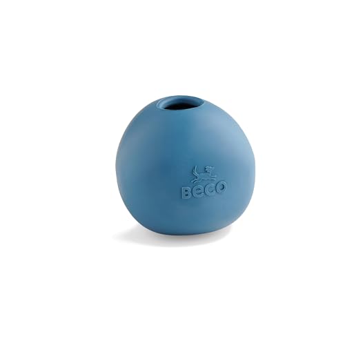 Beco Hundespielzeug - Wackelball, Apportieren, Hüpfball, Leckerliball, Anreicherungsspielzeug, Naturkautschuk - Blau