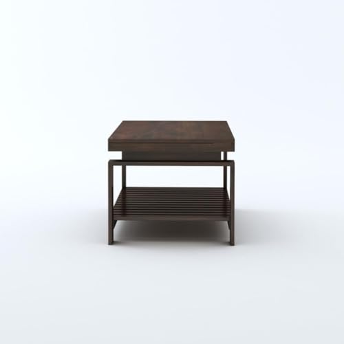 Image of MAMTA DECORATION Solid Sheesham Wood Coffee Table for Living Room | Wooden Center Table with Shelf Storage for Home, Hall, Office & Lounge | Modern Tea Table | Rectangular Coffee Table | Walnut Finish