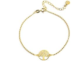 Singularu Pulseras Personalizadas SINGULARU - Pulsera Arbol de la Vida - Pulsera en Plata de Ley 925 con Acabado Baño de Oro de 18 Kt. - Talla Unica - Largo de cadena 17.5 cm - Joyas para Mujer - Varios Acabados