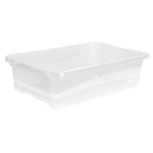 keeeper Aufbewahrungsbox mit Deckel und Schiebeverschluss, 59,5 x 39,5 x 17 cm, 28 l, Cornelia, Transparent – Ansicht 4