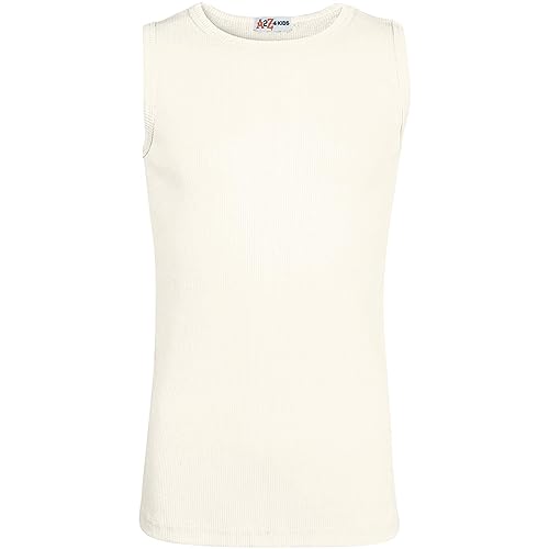 Girls Ribbed Vest Top 100% Cotton Stylish Top Summer Comfortable Fashion Tank Tops T-Shirts Age 2-13 Years2