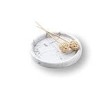 PHINILUX Bandeja de tocador redonda italiana 100% mármol de 5.5 pulgadas, decoración de mesa