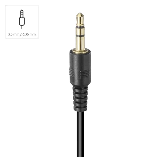 Hama Kopfhörer mit Kabel ShellTV II (TV Kopfhörer Over Ear, mit extra langem Kabel, 6m, 3,5mm Klinke, 6,35mm Adapter, mit Lautstärkeregler, einstellbares Kopfband, vergoldete Stecker) schwarz
