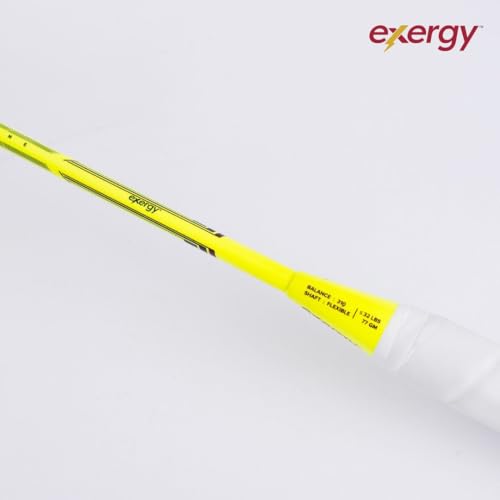 Exergy Hurricane Badminton Racket - Lightweight 77g, 32 lbs String Tension, Japanese Graphite, Stiff Flex, G6 Grip, Pre-Strung Racquet with Full Cover - Ideal for Intermediate Players, Neon Yellow 4 21TvI0zvS5L