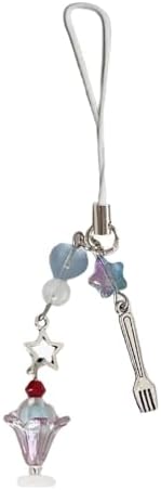 PIEXANGH Stylish Ice Cream Pendant Keychain Charm Beautiful Ice Cream Bag Pendant Beaded Keyring Portable Phone Beaded Accessory Unique Phone Accessory
