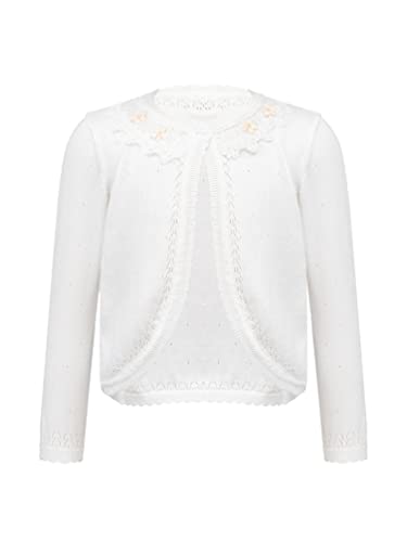 Sywiyi Kids Girls Cute Applique Lace Hollow Cardigan Long Sleeve Wave Bolero Outerwear for Formal Dress