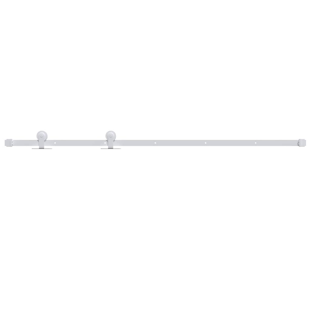 vidaXL Kit de Quincaillerie de Porte Coulissante Porte de Grange Porte d'Intérieur Système de Porte Coulissante 183 cm Acier Blanc