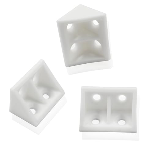 20 Pcs 0.7" White Right Angle Bracket with Screws Plastic L Brackets, 90 Degree Corner Brace Corner Support for Wood Shelf Chair Cabinet Box