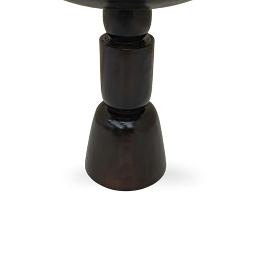 Image of Gharaana Somany Side Table, Dark Walnut Finish, Modern Bedside and Living Room End Table, 38x38x46 cm
