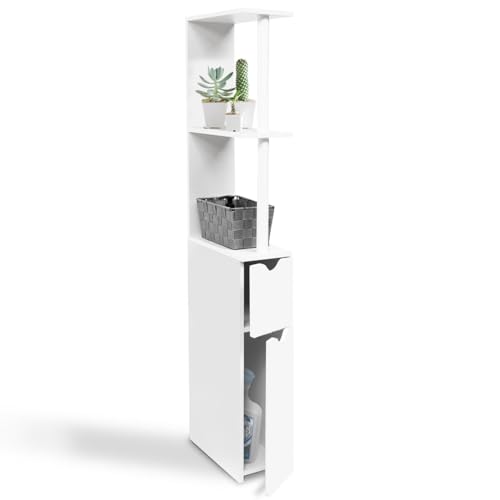 IDMarket - Mobiletto da bagno con mensole in legno, 2 ante, colore: Bianco