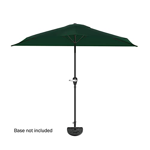 Image of Half Umbrella Outdoor Patio Shade - 9 ft Patio Umbrella with Easy Crank - Small Canopy for Balcony, Table, or Deck by Pure Garden (Dark Green)
