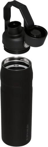 Image of Stanley IceFlow Fast Flow Water Bottle 24 oz | Angled Spout Lid | Lightweight and Leakproof for Travel and Sports | Insulated Stainless Steel | BPA-Free | Black