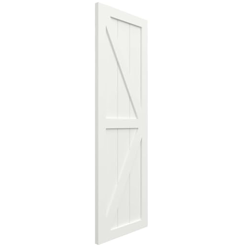 12"W x 42"H True Fit PVC Two Equal Panel Farmhouse Fixed Mount Shutters w/Z-Bar, Unfinished (Per Pair - Hardware Not Included) by Ekena Millwork - Used condition - Image 2