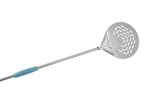 GIMETAL Palettino Pizza Inox, diam. 23 cm Forato, Manico 150 cm