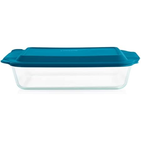 Pyrex Deep 9x13-Inch Glass Baking Dish with Lid, Deep Casserole Dish, Glass Food Container, Oven, Freezer and Microwave Safe, Clear Container