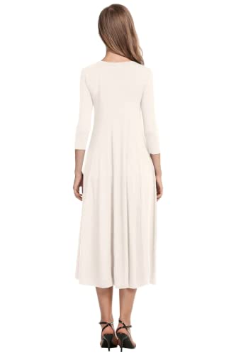 Image of HOTOUCH Women's 3 /4 Sleeve A-line and Flare Midi Long Dress