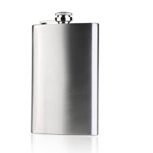 Image of Stainless Steel 10 Oz Liquor Hip Flask and Wine Whiskey Vodka Alcohol Drinks Pocket Bottle for Men Women (295 Ml, Silver)