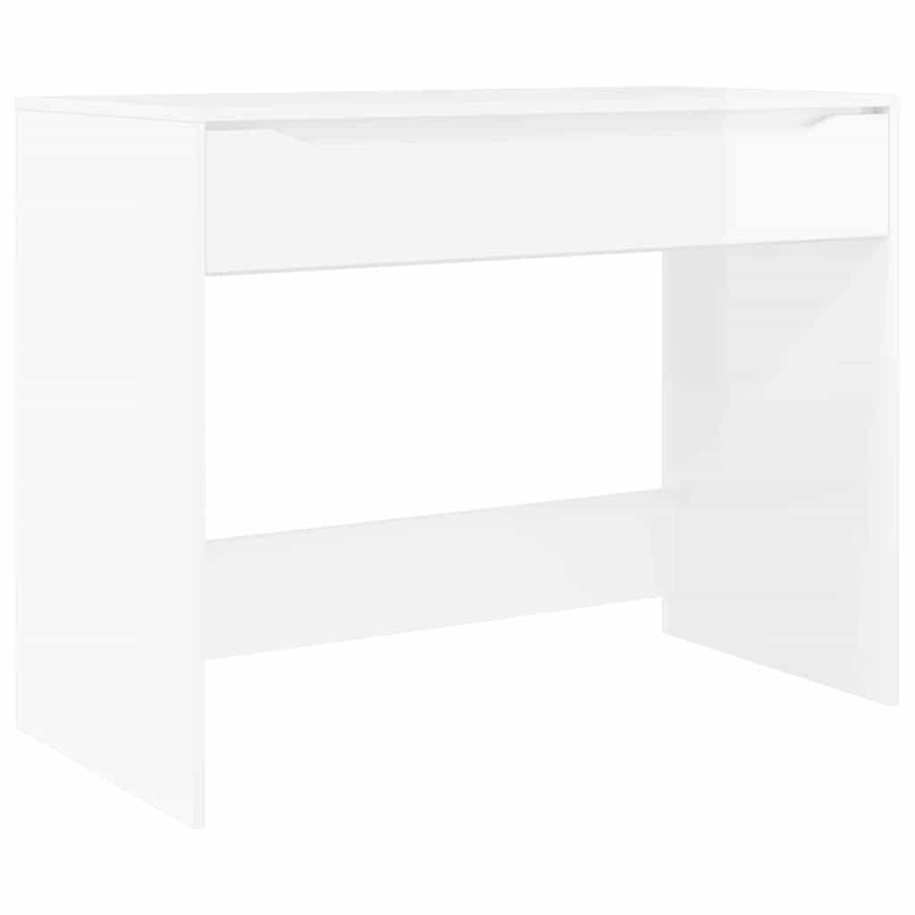 Scrivania Porta PC con Cassetto Bianco Lucido 100x50x78 cm | Tavolo da lavoro compatto per studio e camera da letto, con piano lucido facile da pulire e cassetto per cancelleria.