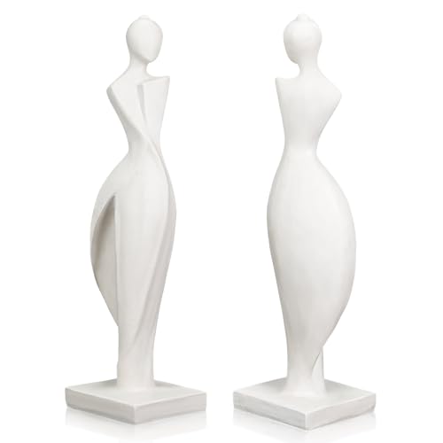 Estatua abstracta femenina moderna en resina blanca miniatura 7