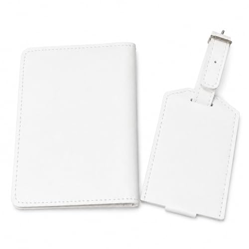 Image of Eco Leather Unisex Passport Cover and Luggage Tags (White)