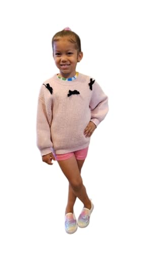 Toddler Girl Sweaters, Bow Design Long Sleeve, Round Neck.2