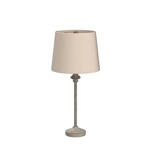 360 Lighting Lynn Country Cottage Rustic Buffet Table Lamps 26 3/4" Tall Skinny Set of 2 Light Beige Wood Oatmeal Fabric Tapered Drum Shade for Living Room House Home Dining Office Entryway Family - Thumbnail 4