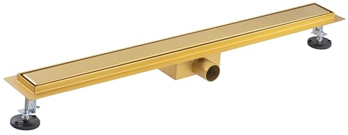 Caniveau extra plat pour douche italienne reversible finition gold/ou à carreler longueur 80 centimètres - Avec siphon anti odeur et filtre pour cheveux NOYON & THIEBAULT