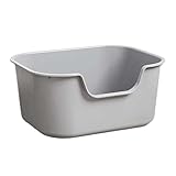 Bothyi Open Top Cat Litter Tray Litter Tray Cat Sand Box Kitten Toilet Sand Box Container Open Top Pet Litter Tray for Small Medium Large Cats, Gray