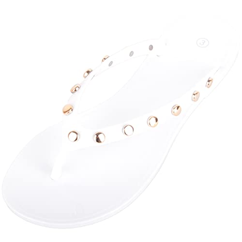 Absolute Footwear Damen Einfach hineinschlüpfen Sommer Urlaub Strand Pool Jelly Schuhe Flip Flops Sandalen, weiß, 37 EU Cover