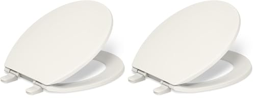 Image of KOHLER K-4775-96 Brevia Round Toilet Seat with Quick-Release Hinges And Quick-Attach Hardware For Easy Clean, Biscuit (Pack of 2)
