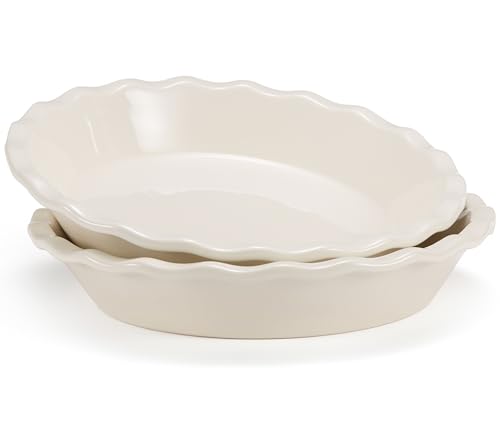 KooK Pie Pan, Ceramic Reusable Round Pie Dish, Quiche Baking