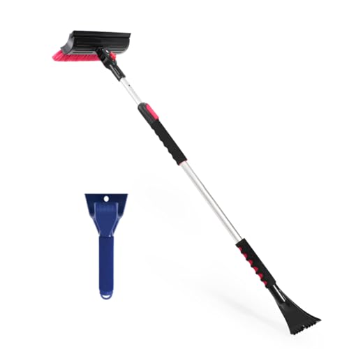 POWERJET 39&rdquo;- 61&rdquo; 3-1 Pivot Long Snow Brush with Ice Scrapper (C80000), Window Squeegee, Snow...