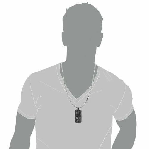 Generic Round Cut Black Diamond 925 Sterling Silver 14K Black Gold Finish Diamond Dog Tag Pendant Necklace3