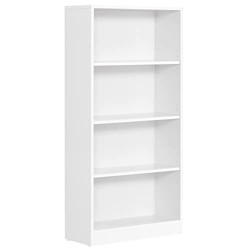 VASAGLE Bibliothèque, Étagère à 4 Niveaux, Meuble de Rangement, avec Étagères Réglables en Hauteur, pour Salon, Chambre, Bureau, 60 x 24 x 121,5 cm, Blanc LBC107T14