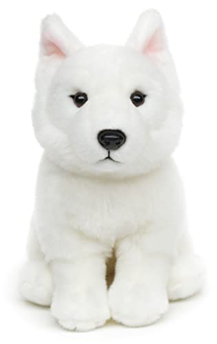 Uni-Toys - Weißer Schweizer Schäferhund Welpe, sitzend (ohne Leine) - 26 cm (Höhe) - Plüsch-Hund, Berger Blanc Suisse - Plüschtier, Kuscheltier