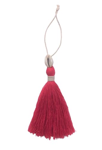 Image of Zippy Flora Handmade Cotton Tassels with Cowrie Shells for DIY & Crafts Project, Pack of 10 (Flamingo Pink)