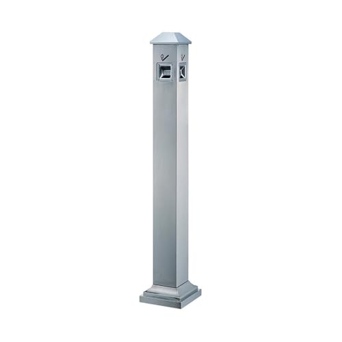 Cenicero Columna de ceniza vertical, Zona de fumadores, Papelera for fumadores, Acero inoxidable, Recogida de colillas, Exterior(Silver)