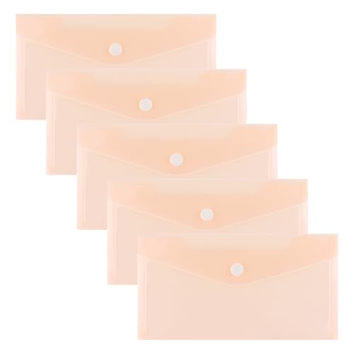 10 Pcs Plastic Envelopes with Snap Closure, Clear Plastic Envelope, Plastic Folders for Stationery Organizer (5, Pink)