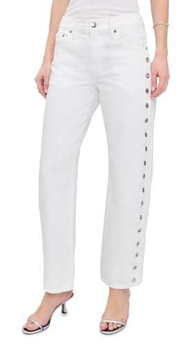 Image of PISTOLA - Lexi Mid Rise, Signature Bowed Straight Jeans - Light Denim Jeans