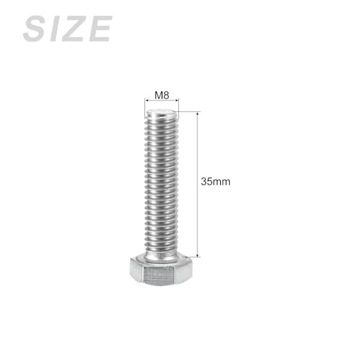 Image of METALLIXITY Hex Head Screws Bolts, Nuts, Flat & Lock Washers Kits (M8-1.25x35mm) 10 Set, Stainless Steel Fully Threaded Machine Screws Bolt Set - for Home Appliance Equipment