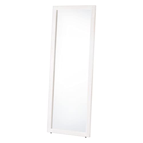 ぼん家具 全身鏡 姿見 全身 大型 ミラー 立て掛け スタンドミラー アンティーク風 幅60cm 高さ161cm 鏡 天然木 リビング 飛散防止 ホワイト