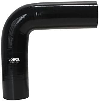 ETL INDUSTRIES 2.5" ID, 8" Leg Length 90 Degree Elbow Silicone Coupler Hose, 4-Ply Reinforced Universal Silicone Pipe Hose Turbo Intake Tube Intercooler Piping Black