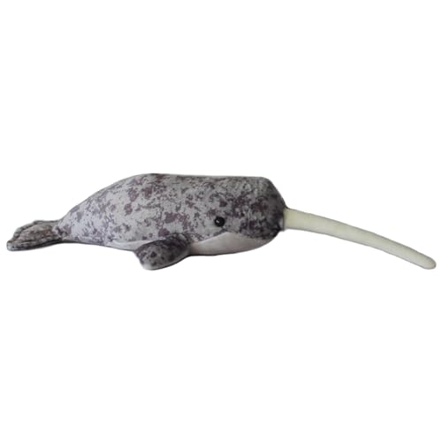 Image of JIANEEXSQ Soft Simulation Narwhal Stuffed Animals, Realistic Lifelike Unicorn Whale Plush Toy, Cute Ocean Sea Creatures, Gift Collection for Kids (Narwhal), Blue