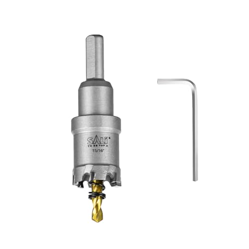 Image of SALI 15 /16 inch (24mm) TCT Hole Saw Kit Tungsten Carbide Tipped Hole Saw Drill Bit with Titanium-Plated Pilot Drill bit for Metal, Stainless Steel, Iron, Wood, Plastic